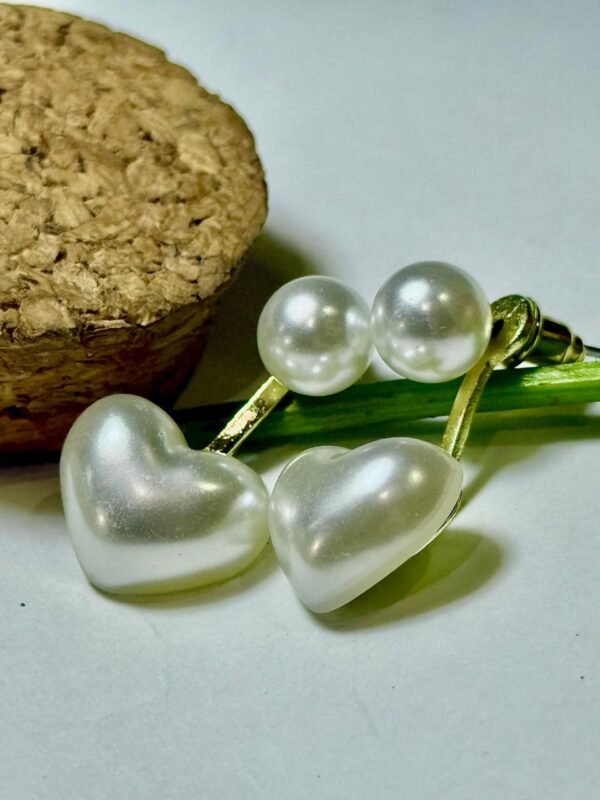 Elegant White Pearl Heart Earrings  Glam by Ree